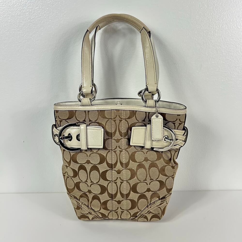 Vintage Coach Jacquard Leather C Monogram Logo Purse Hand Bag